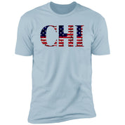 Chicago US Flag Bricky Font Premium Unisex T-shirt