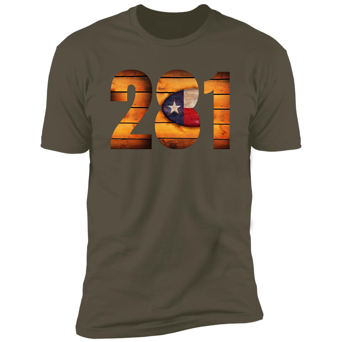 Houston 281 Vintage Wooden Font Premium Unisex T-shirt