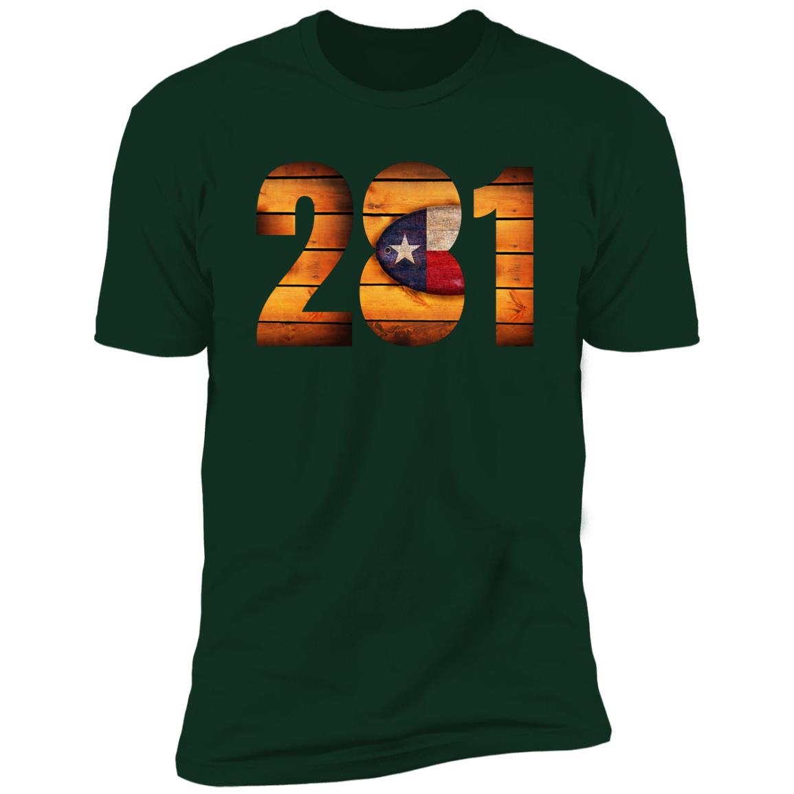 Houston 281 Vintage Wooden Font Premium Unisex T-shirt