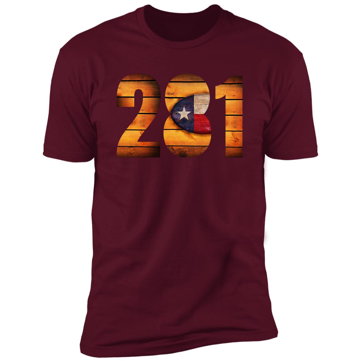 Houston 281 Vintage Wooden Font Premium Unisex T-shirt